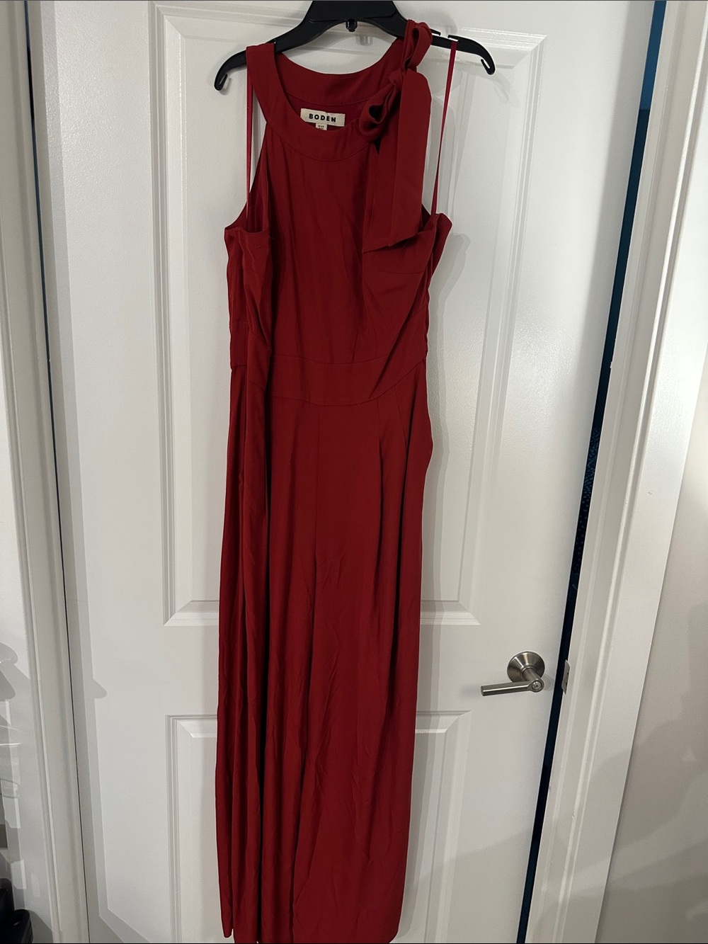 Boden Crimson One-Shoulder Maxi Jumpsuit with Tie